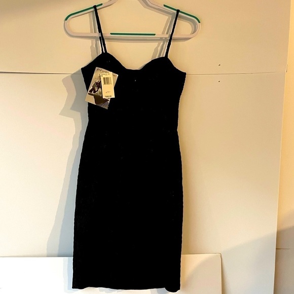 NWT! ($340) Betsey Johnson Black Dress Glitter Rhinestone Formal Party Prom, 6 - Picture 5 of 15